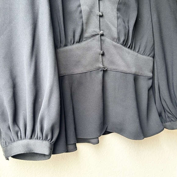 JOIE Monisha Black Shawl Collar Peplum Blouse Sz M - Picture 8 of 14